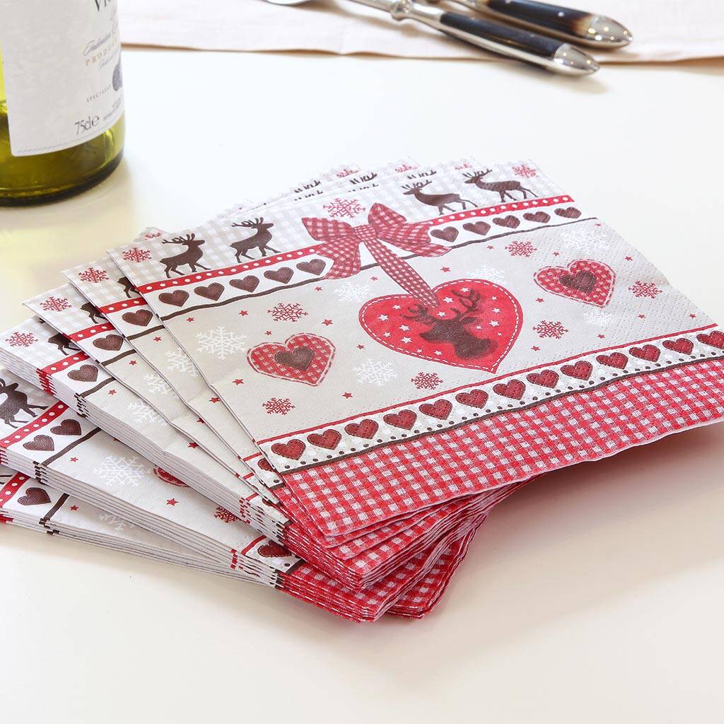 20 Festive Reindeer Paper Napkins By Dibor