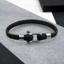 Personalised Men's Shackle And Woven Leather Bracelet, thumbnail 1 of 8