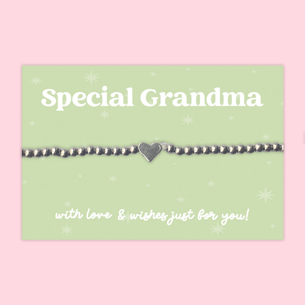 Special Grandma Heart Charm Stretch Bracelet, Stainless Steel, 1 of 4