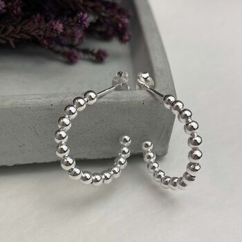 Sterling Silver Jewellery, Bead Ball Hoops Earrings, 12 of 12