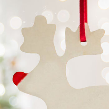 Christmas Tree Decoration Personalised Reindeer Wooden, 2 of 7
