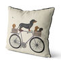 Dachshunds On Bicycle Decorative Cushion, thumbnail 2 of 2