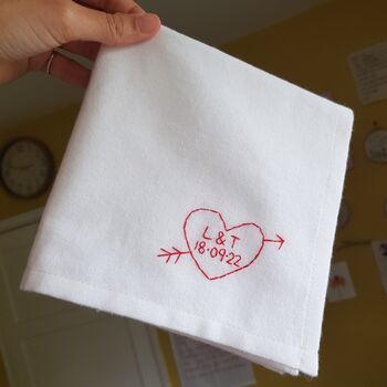 Hand Embroidered Wedding Hanky For Bride, 6 of 11