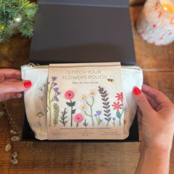 Stitch Your Flowers Zip Pouch Diy Embroidery Kit, 2 of 11