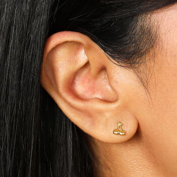 Sterling Silver Cherry Piercing Earring In Gold Plating, 3 of 5