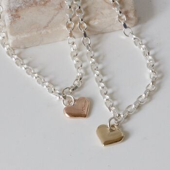 Silver Bracelet With Solid Gold Love Heart, 3 of 6