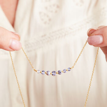 Purple Tanzanite Bar Chain Necklace, 4 of 9