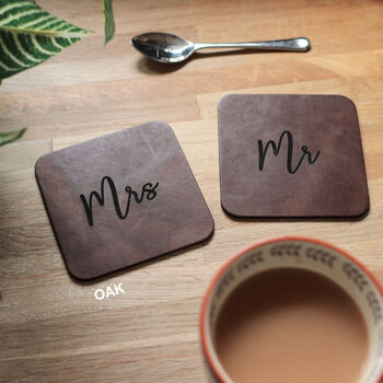 Personalised Recycled Vintage Leather Set Of Coasters, 4 of 10