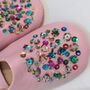 Girl's Handmade Leather Slippers With Sequins, thumbnail 4 of 12