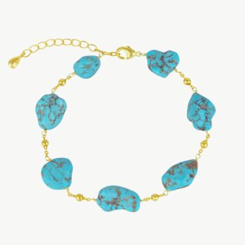 Multiple Turquoise Gemstone Chain Gold Bracelet, 3 of 6