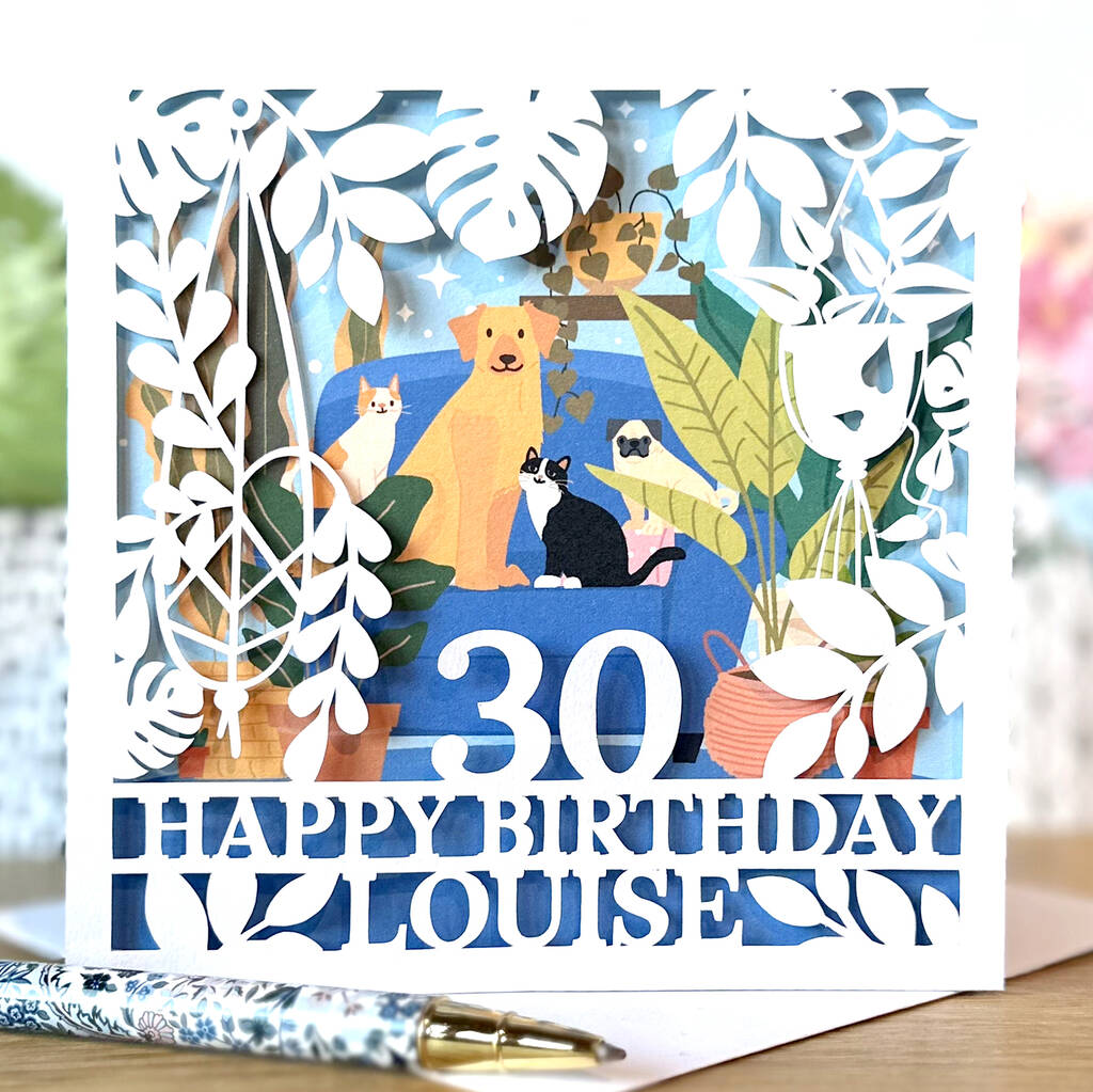 Personalised Dog And Cat Plant Lover Birthday Card