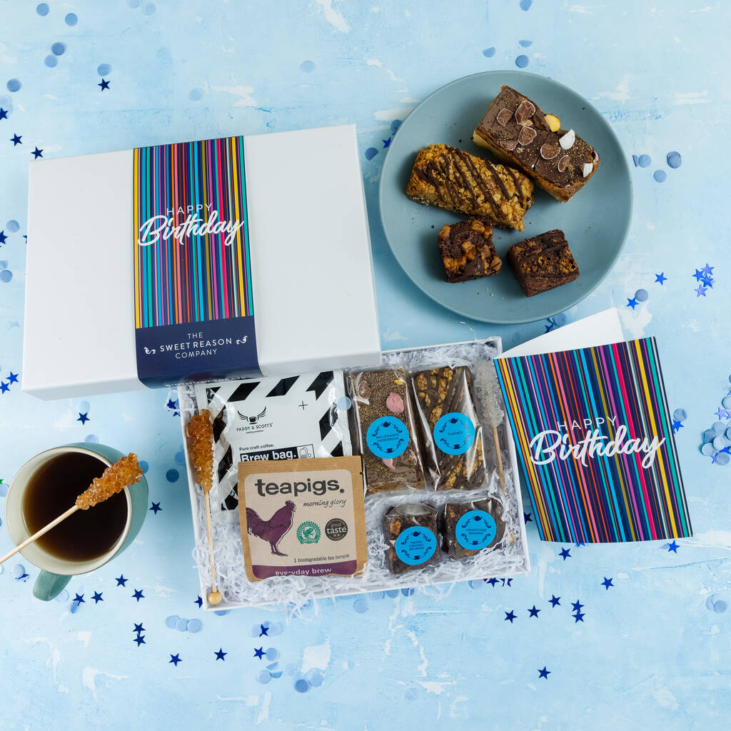 'Happy Birthday Stripes' Coffee And Treats Box, 1 of 3