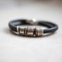 Men's Leather And Silver Story Bracelet, thumbnail 3 of 10