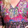 Zaria Black Silk Print Embroidered Dress 28, thumbnail 3 of 3