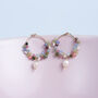Botanical Gemstone Earrings With Pearl Drop, thumbnail 4 of 9