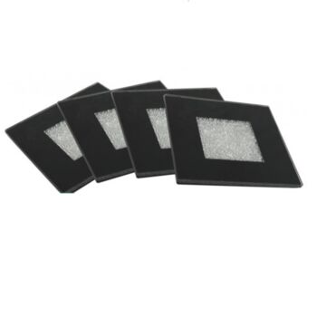 Set Of Square Black Coasters With Swarovski Crystals, 3 of 3