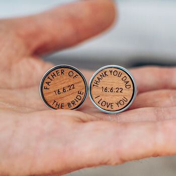 Father Of The Bride Wooden Wedding Thank You Cufflinks, 5 of 7