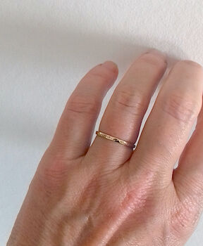Dainty Hammered Solid Gold Band, 6 of 10