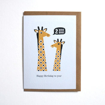 Giraffe Second Birthday Card Age Two, 2 of 2