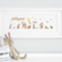 Personalised Framed Woodland Baby Animal Parade Print, thumbnail 1 of 11