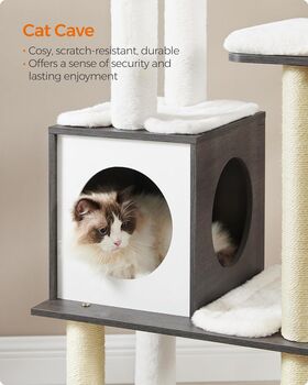 Cat Tree 165cm Modern Cat Condo Removable Cushions, 6 of 7