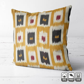 Yellow Cushion Cover From Hand Woven Ikat, 5 of 8