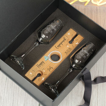 Personalised Engagement Champagne Flutes And Bottle Butler Gift Set, 4 of 6