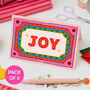 Pack Of Six Retro Joy Christmas Cards, thumbnail 1 of 6