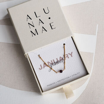 January Birthstone Garnet Gold Necklace, 3 of 4