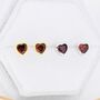 Tiny Garnet Red Cz Heart Stud Earrings, thumbnail 2 of 12