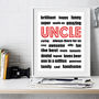 Personalised Uncle Word Print, thumbnail 1 of 3