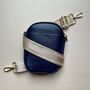 Cross Body Double Zip Bag In Navy Blue, thumbnail 5 of 6