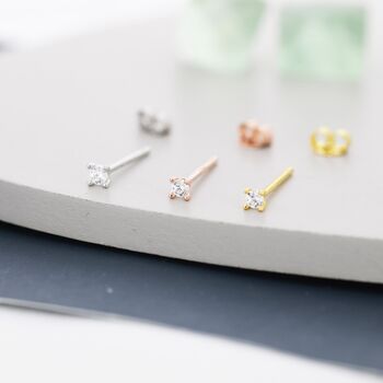 Barely Visible 2mm Cz Stud In Sterling Silver, 2 of 10