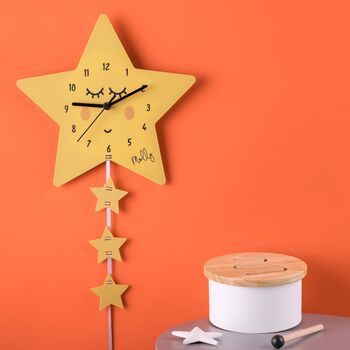 Children's Sleepy Star Matt Bedroom Clock With Name, 6 of 9