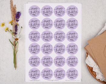 Happy Birthday Botanical Circle Sticker Sheet, 3 of 4