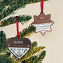Personalised First Christmas Scandi Walnut Wood Bauble, thumbnail 3 of 4