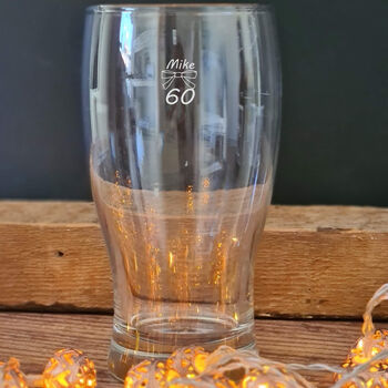 60th Birthday Bow Tie Beer Glass, 7 of 9
