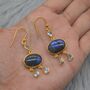 Labradorite Blue Topaz Silver Earrings, thumbnail 6 of 8