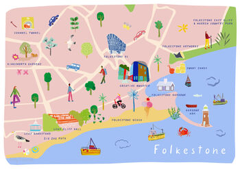 Map Of Folkestone, Kent Illustrated Art Print, 3 of 3