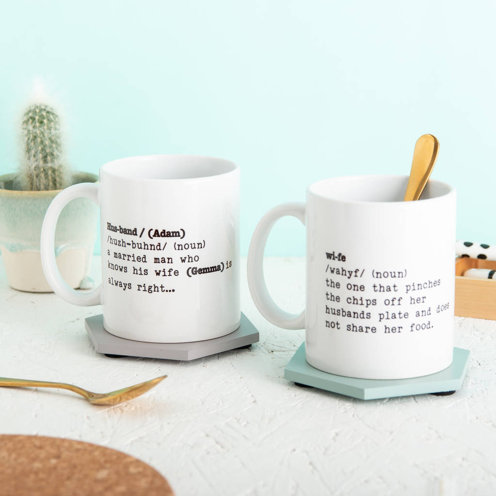 Personalised Husband And Wife Definition Mug Gift Set By Funky Laser