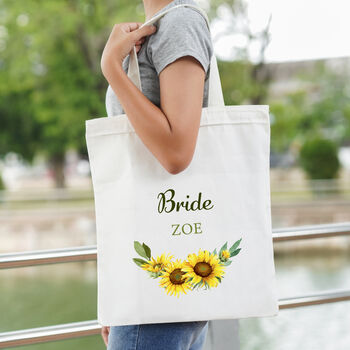 Personalised Sunflower Bridesmaid Tote Bag Gift, 5 of 6