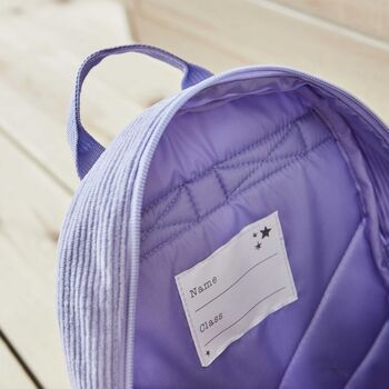 Personalised Butterfly Lilac Mini Cord Backpack, 4 of 5