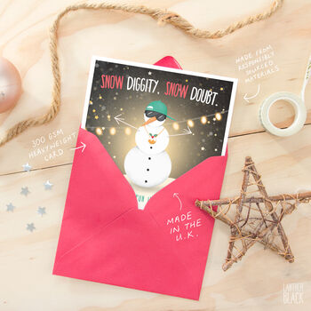 Snow Diggity Funny Christmas Snowman Pun Greeting Card, 3 of 4