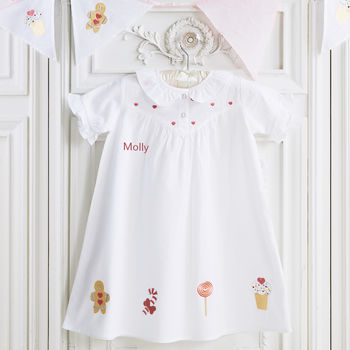 Personalised Girl's Gingerbread Cotton Dress, 6 of 9