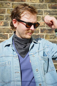 Mens Black Polkadot Cotton Neckerchief, 3 of 10