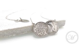Queen Elizabeth 2nd Sixpence Double Coin Necklace, 5 of 12