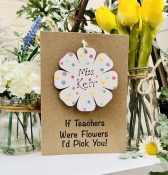 Personalised Teacher Thank You Wooden Flower Card, 9 of 9