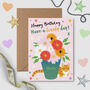 Monty And Rooster Flower Pot Birthday Card, thumbnail 1 of 2