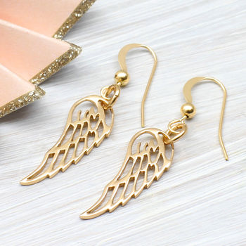 18ct Gold Plated Sterling Silver Angel Wing Earrings, 4 of 8