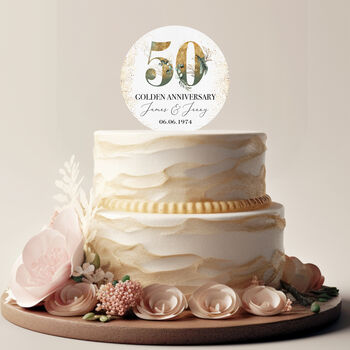 50th Wedding Anniversary Personalised Cake Topper, 2 of 5